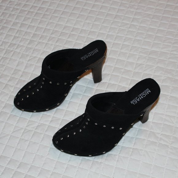 Michael Kors Shoes - Michael Kors Black suede Leather Wood Heel Studded